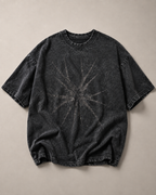 ZVYRO Women's Black Acid Wash Graphic Oversized T-Shirt