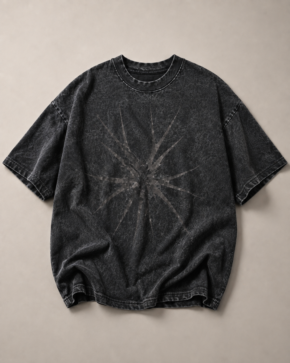 ZVYRO Women's Black Acid Wash Graphic Oversized T-Shirt