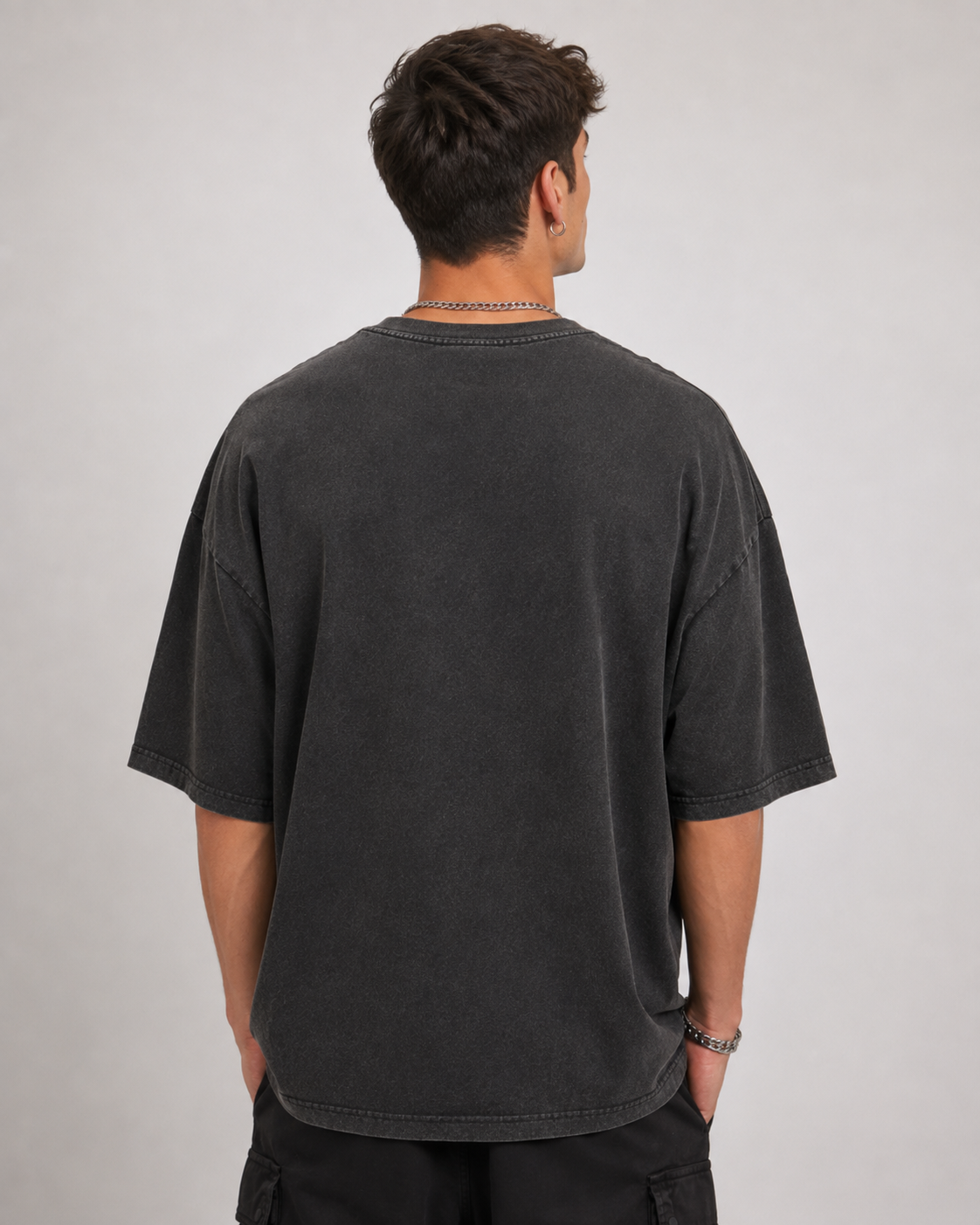 ZVYRO Men's Black Oversized No Signal Graphic T-Shirt