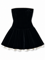 Black Strapless Velvet Mini Dress
