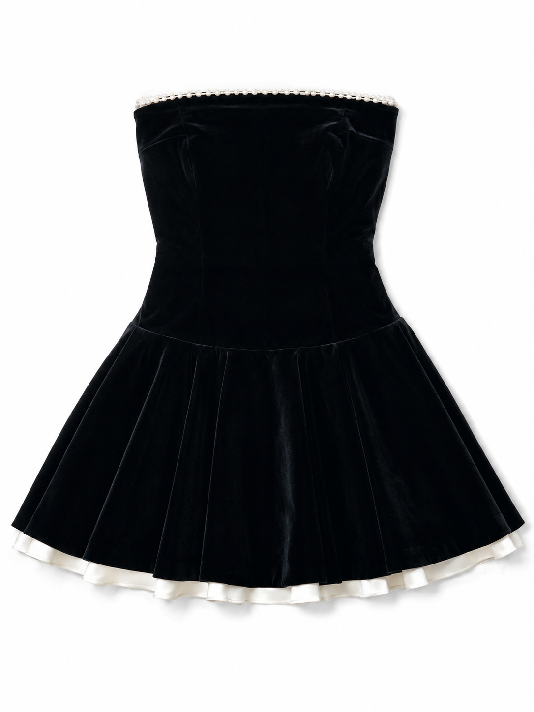 Black Strapless Velvet Mini Dress