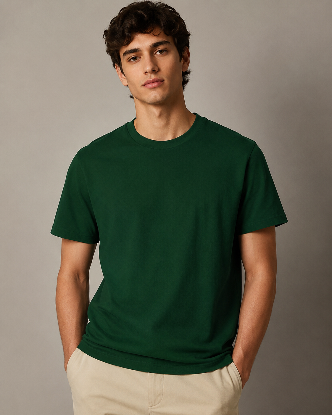Classic Dark Green Crew Neck T-Shirt