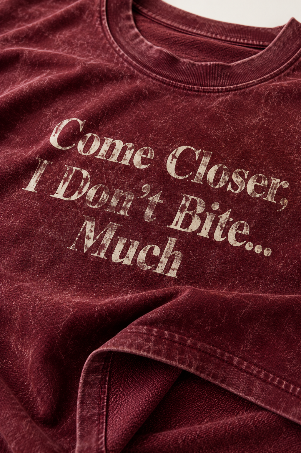 ZVYRO Women's Maroon Acid Wash Typography Oversized T-Shirt