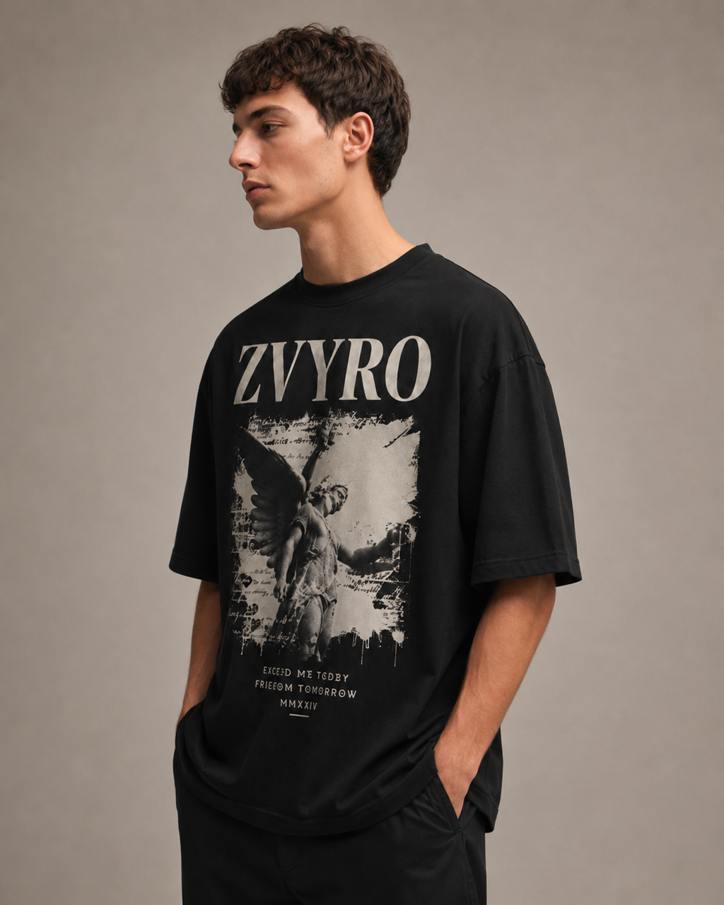Men’s Angel Graphic Oversized T-Shirt