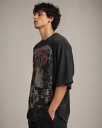 ZVYRO Men's Black Relaxed Oversized French Terry Cotton T-Shirt