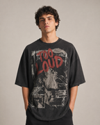ZVYRO Men's Black Relaxed Oversized French Terry Cotton T-Shirt