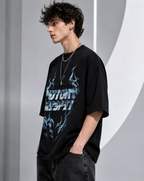 ZVYRO Men's Black Oversized Future Misfit Graphic T-Shirt