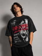 ZVYRO Men's Black Oversized Unfiltered Graphic T-Shirt