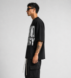 ZVYRO Men's Black Oversized French Terry Cotton T-Shirt