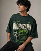 ZVYRO Men's Dark Green Oversized French Terry Cotton T-Shirt