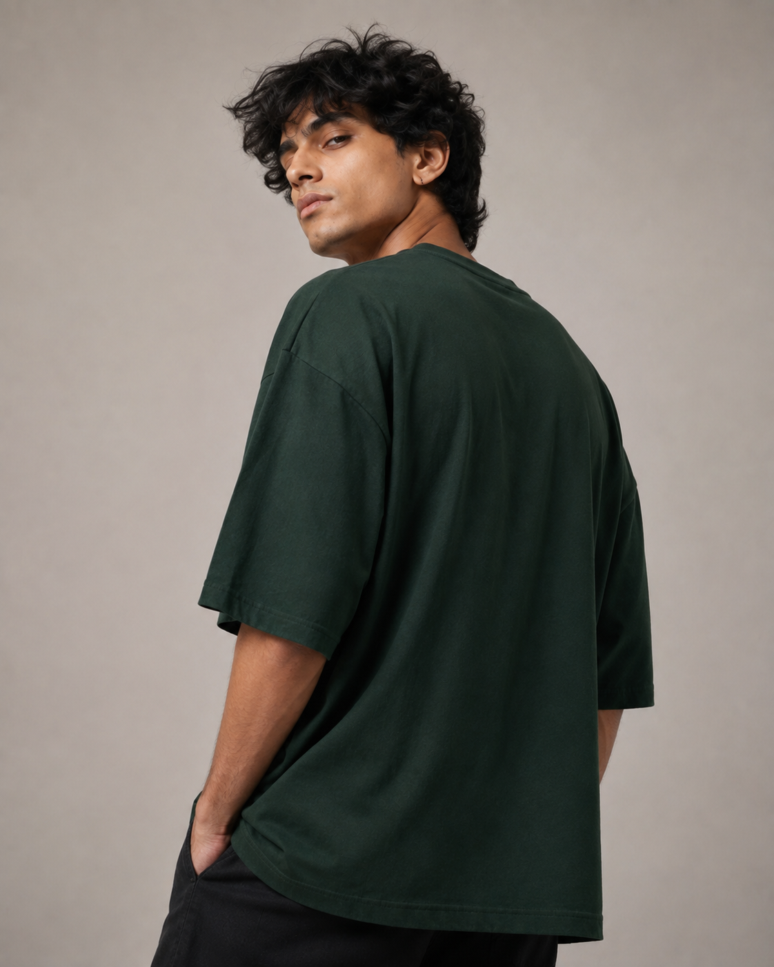 Golfickers Wide Stretch Tシャツ オリーブ M Men's Dark Green Oversized T-Shirt | 260 GSM French Terry | ZVYRO