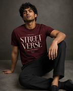 Men’s maroon 240 GSM combed cotton regular fit printed T-shirt by ZVYRO