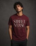 Men’s maroon 240 GSM combed cotton regular fit printed T-shirt by ZVYRO