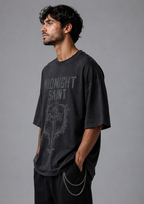 ZVYRO Men's Black Drop Shoulder Oversized French Terry T-Shirt