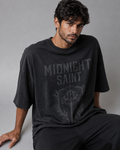 ZVYRO Men's Black Drop Shoulder Oversized French Terry T-Shirt