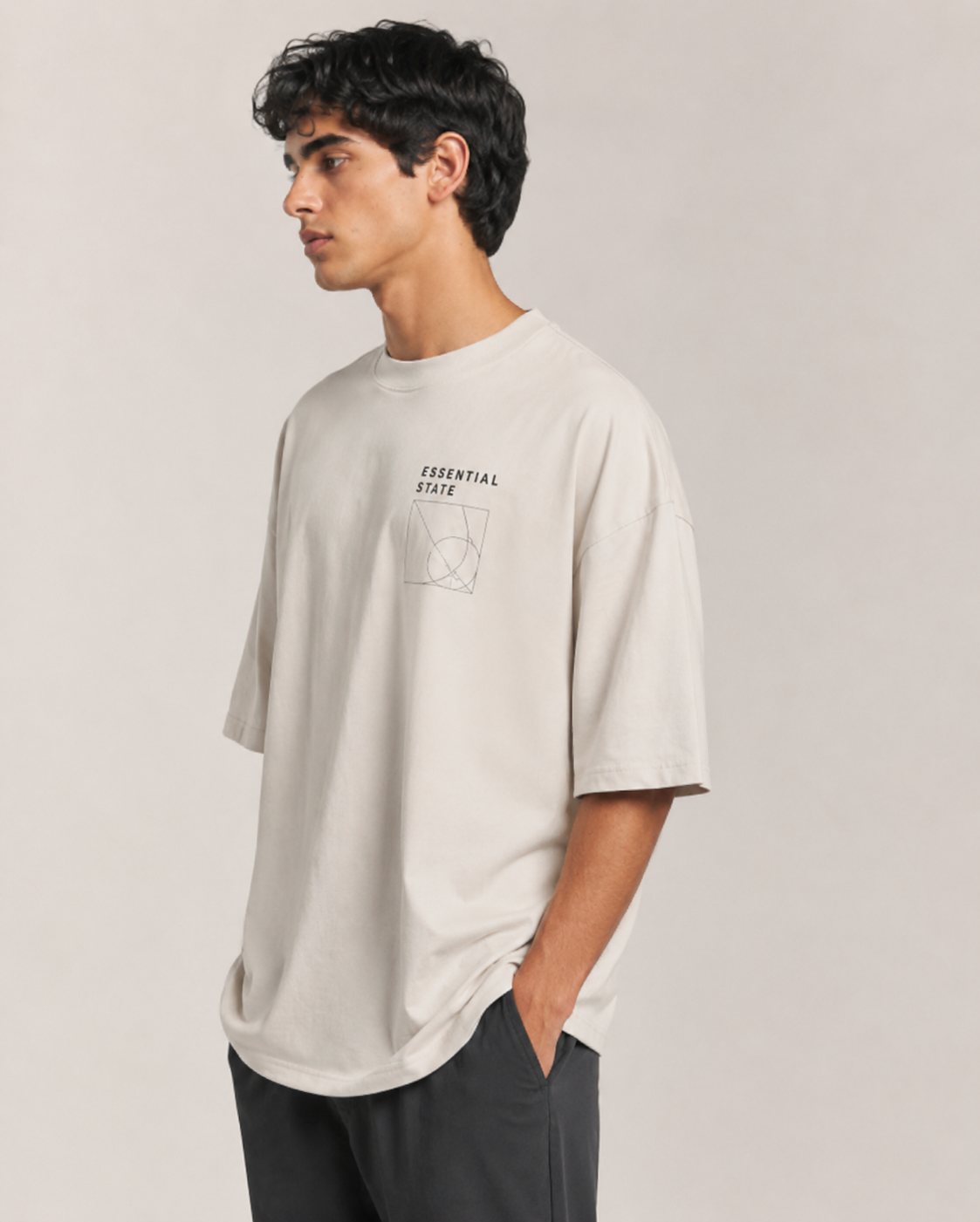 ZVYRO Men's White Oversized French Terry Cotton T-Shirt 260 GSM