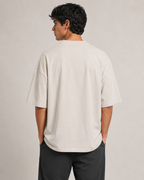 ZVYRO Men's White Oversized French Terry Cotton T-Shirt 260 GSM