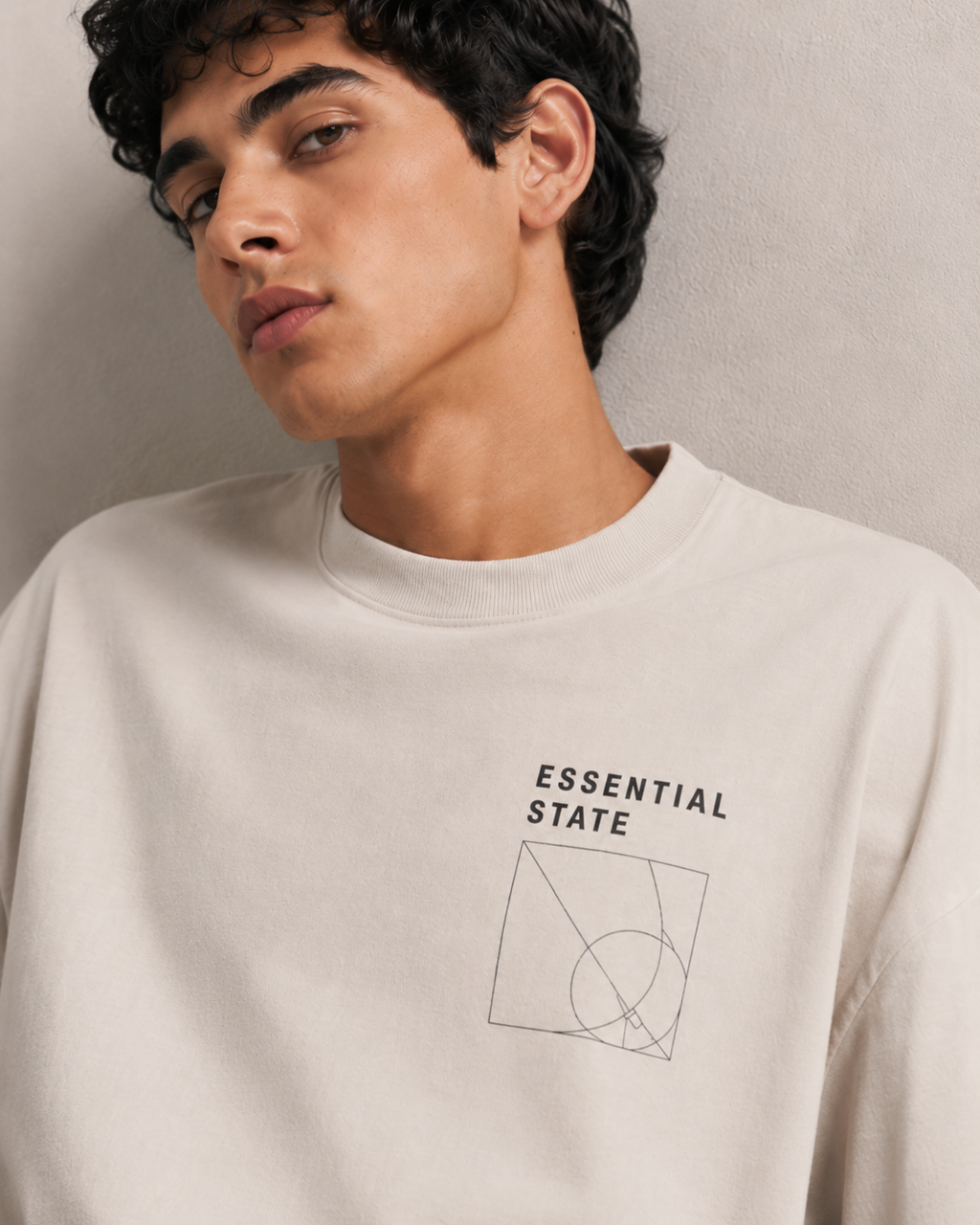 ZVYRO Men's White Oversized French Terry Cotton T-Shirt 260 GSM