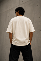 ZVYRO Men's White Oversized French Terry Cotton T-Shirt 260 GSM