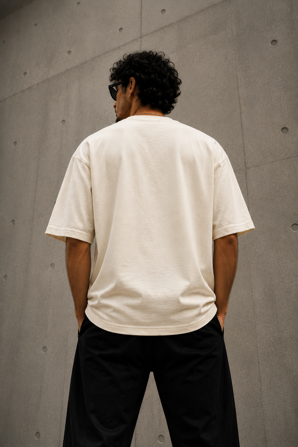 ZVYRO Men's White Oversized French Terry Cotton T-Shirt 260 GSM