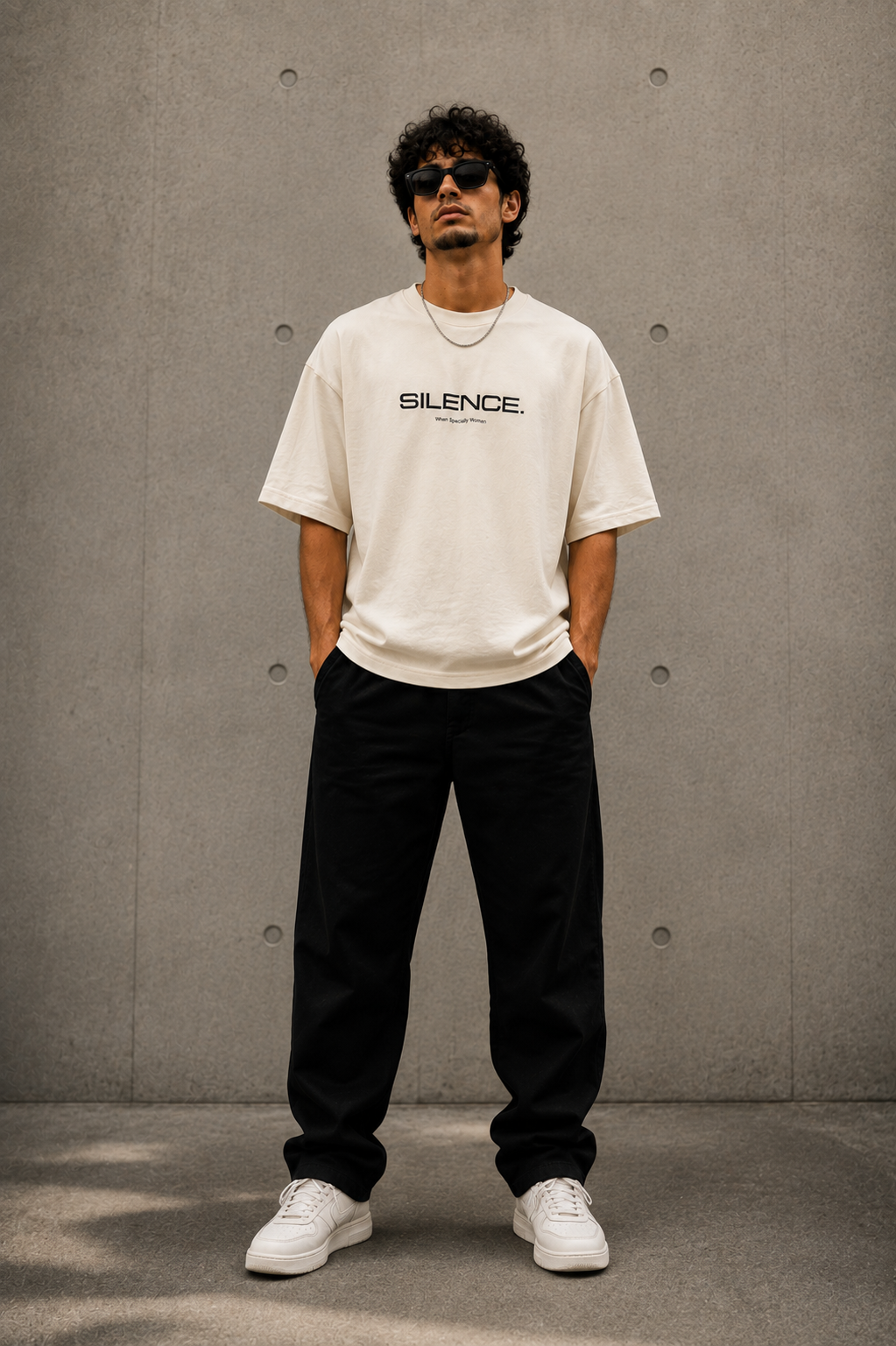 ZVYRO Men's White Oversized French Terry Cotton T-Shirt 260 GSM