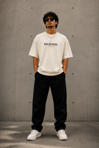 ZVYRO Men's White Oversized French Terry Cotton T-Shirt 260 GSM