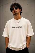ZVYRO Men's White Oversized French Terry Cotton T-Shirt 260 GSM