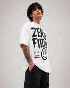 ZVYRO Men's White Oversized French Terry Cotton T-Shirt