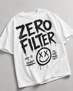 ZVYRO Men's White Oversized French Terry Cotton T-Shirt