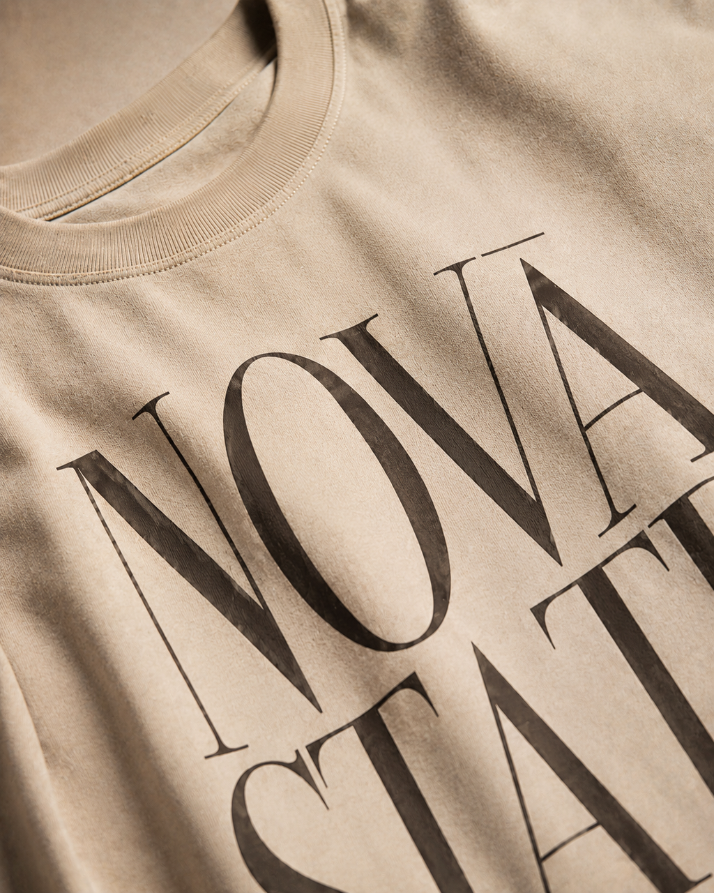 Men’s beige 240 GSM cotton regular fit graphic T-shirt with front print by ZVYRO