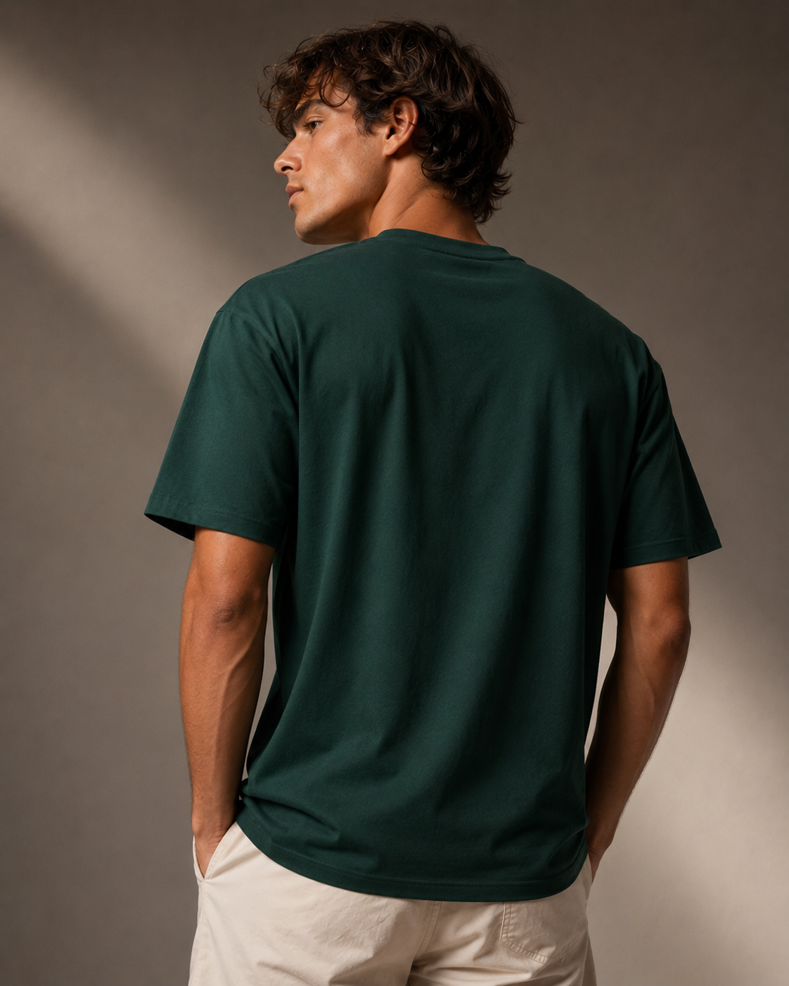 Men’s forest green 240 GSM cotton regular fit graphic T-shirt with Coast Shift front typography by ZVYRO