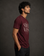 Men’s maroon 240 GSM combed cotton regular fit printed T-shirt by ZVYRO