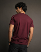 Men’s maroon 240 GSM combed cotton regular fit printed T-shirt by ZVYRO