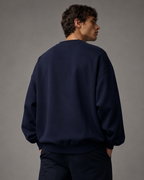 Men’s navy blue 320 GSM heavyweight cotton fleece oversized sweatshirt by ZVYRO