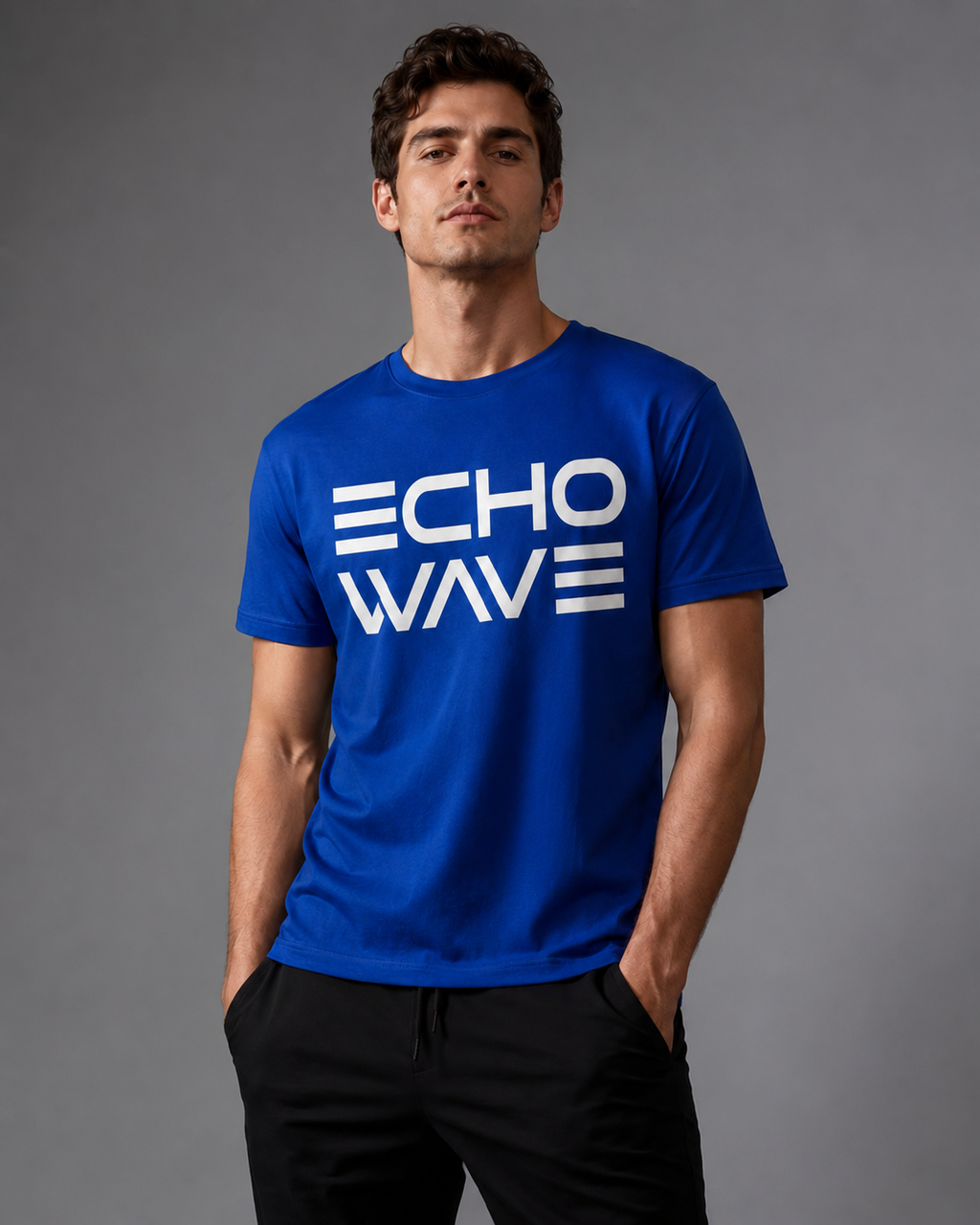 Men’s royal blue 240 GSM cotton regular fit crew neck T-shirt by ZVYRO