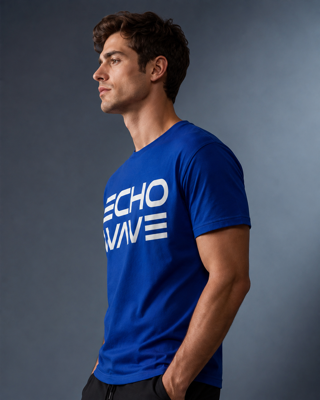Men’s royal blue 240 GSM cotton regular fit crew neck T-shirt by ZVYRO