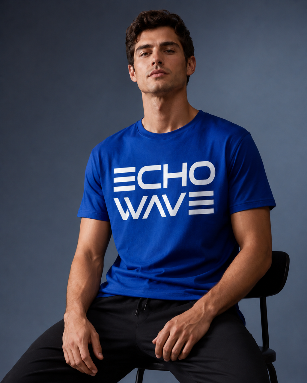 Men’s royal blue 240 GSM cotton regular fit crew neck T-shirt by ZVYRO