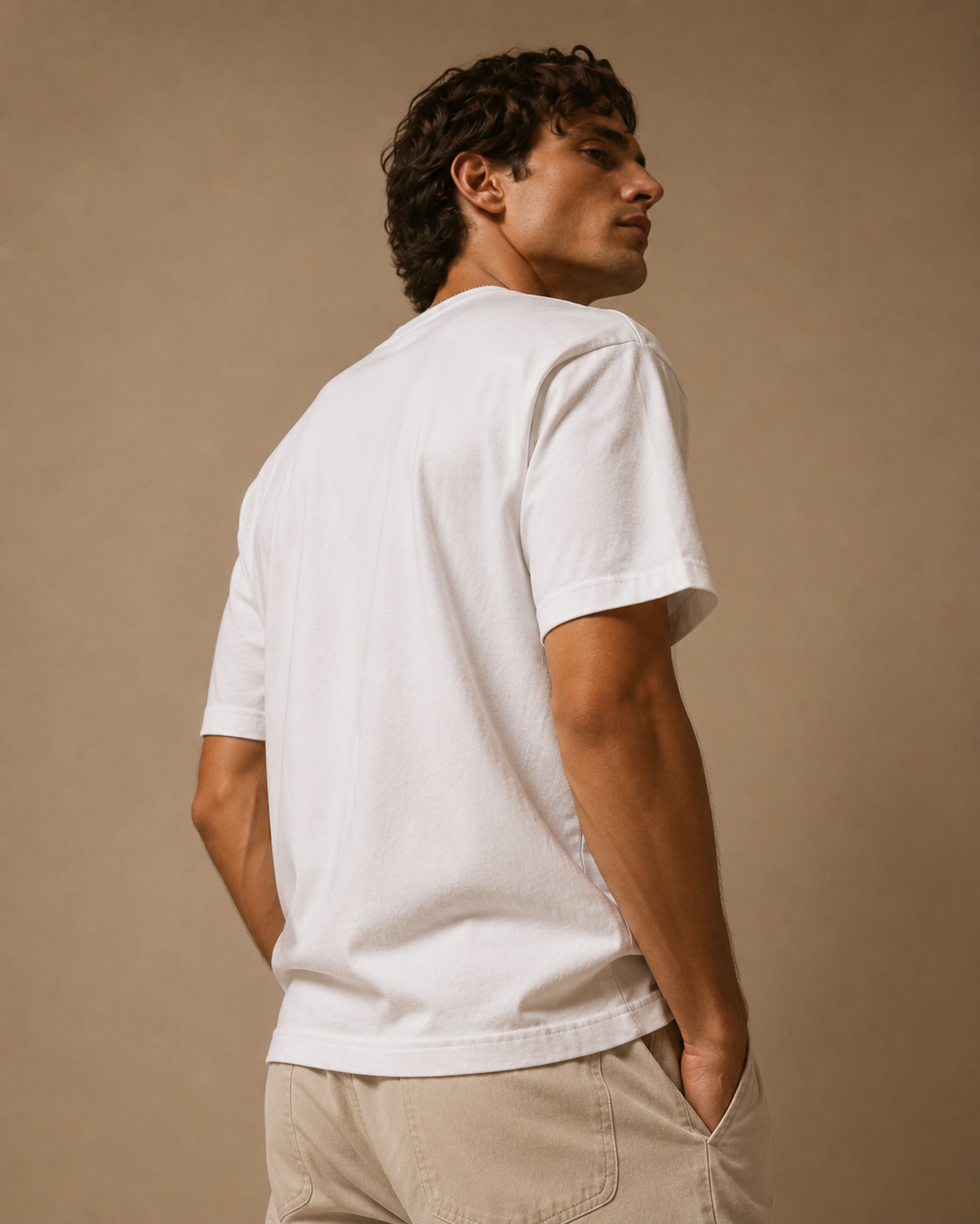 Men’s white 240 GSM premium cotton regular fit crew neck T-shirt by ZVYRO
