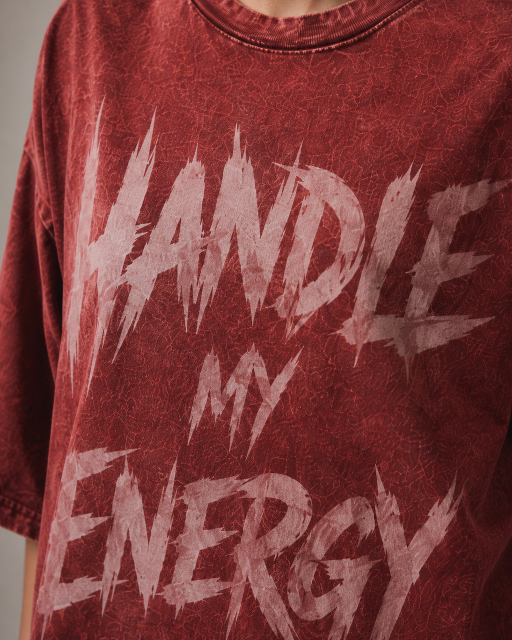 ZVYRO Women's Red Acid Wash Oversized Graphic T-Shirt