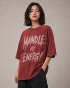 ZVYRO Women's Red Acid Wash Oversized Graphic T-Shirt