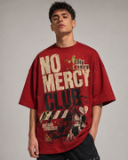 ZVYRO Men's Red Oversized French Terry Cotton T-Shirt