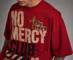 ZVYRO Men's Red Oversized French Terry Cotton T-Shirt