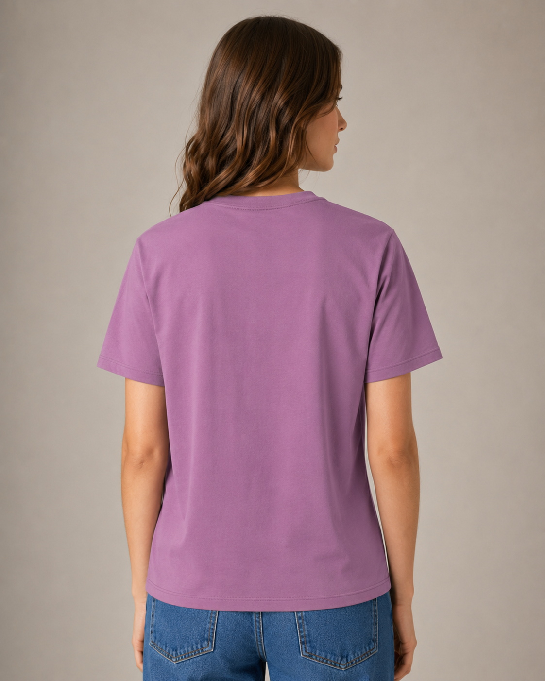Regular Fit Solid Mauve Tee