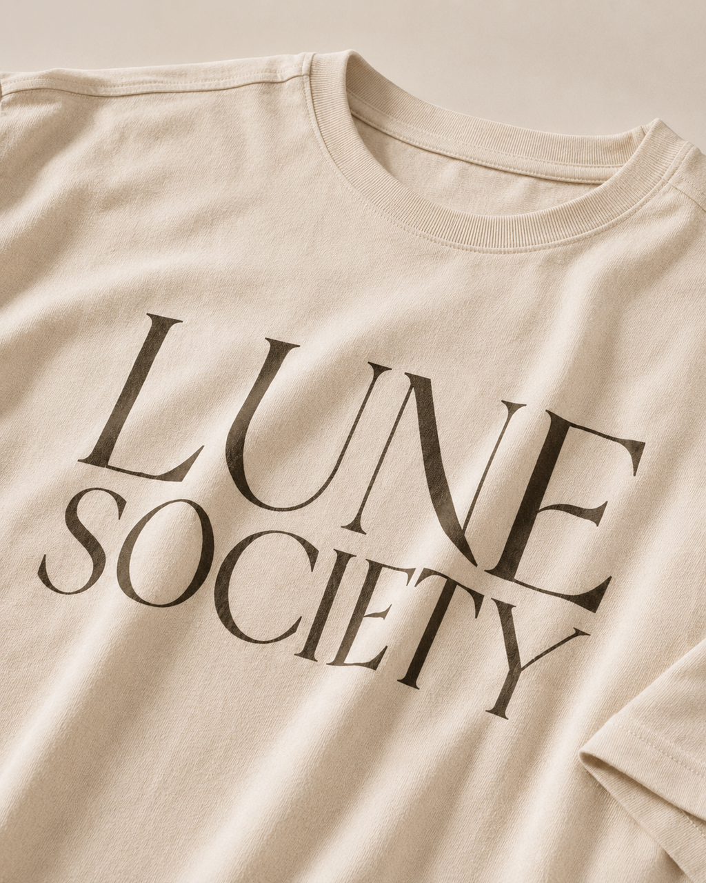Women’s cream oversized cotton T-shirt with crew neck and short sleeves