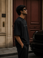 ZVYRO 240 GSM Black Oversized T-Shirt for Men