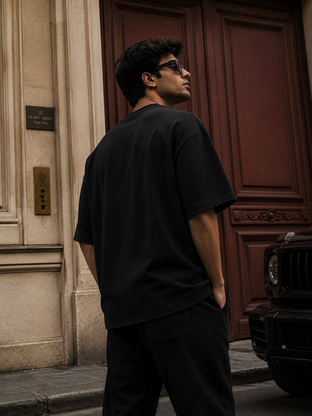 ZVYRO 240 GSM Black Oversized T-Shirt for Men