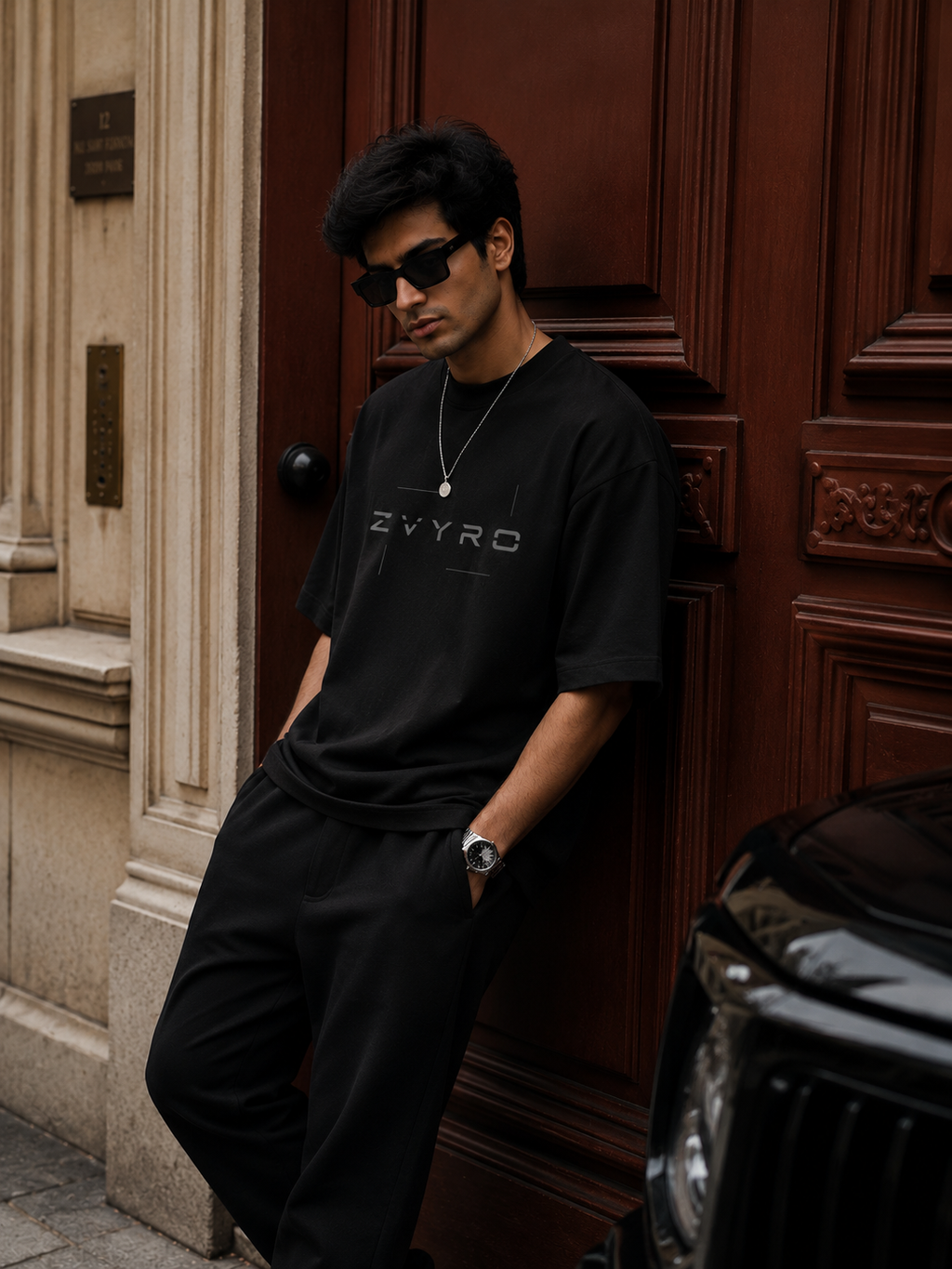 ZVYRO 240 GSM Black Oversized T-Shirt for Men